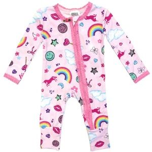 Esme Pink Rainbow Kids One Piece Size 6/9 months